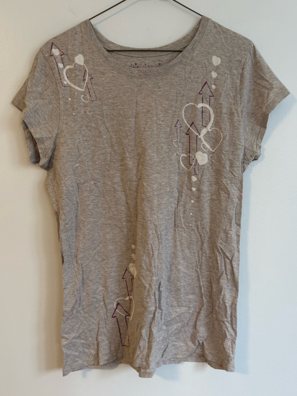 Old Navy Sfoony Y2K Hearts Arrows Gray Purple Silver Short Cap Sleeve T-shirt XL